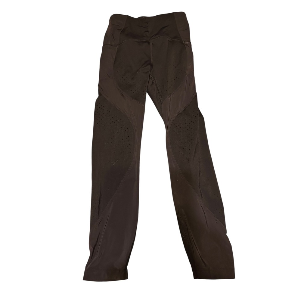 Lululemon Black Workout Leggings‎ Size 4 Activewear Athleisure Perforated